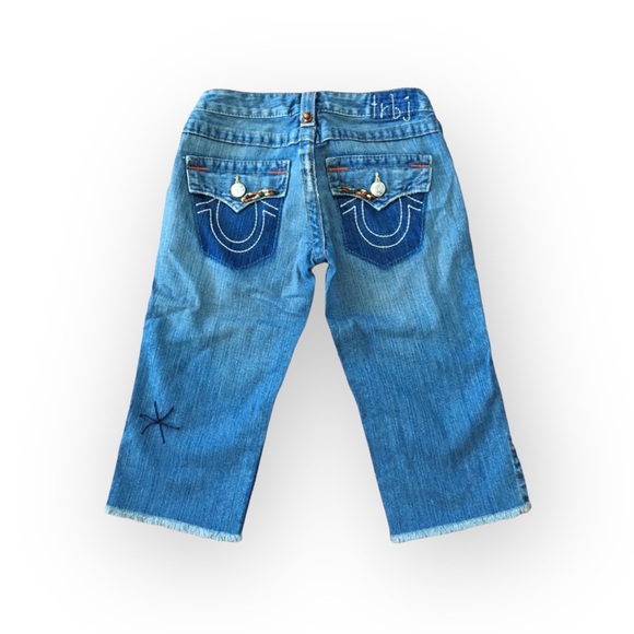 HTF: new True Religion ❉ Joey Vintage Beaded Cropped Crop Jeans ❉ Saddle Back 25 - Picture 4 of 17